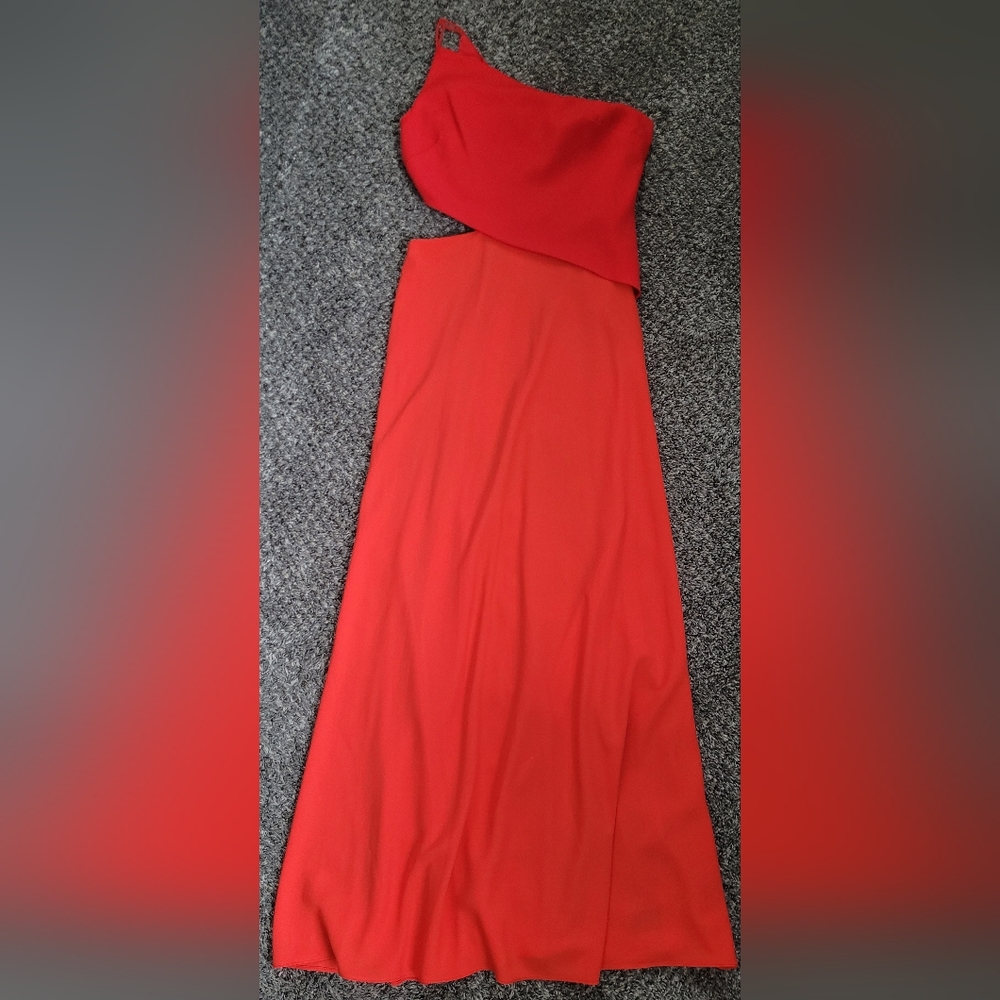 Jill Stuart Red One-Shoulder Prom Dress